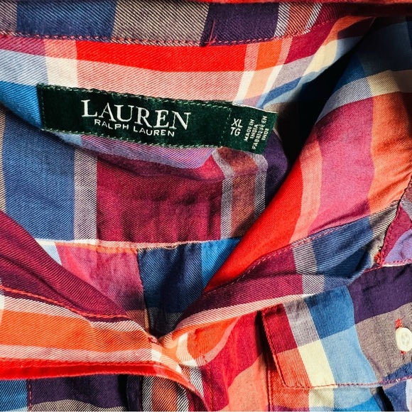 Lauren Ralph Lauren Plaid Button Down Shirt Top Long Sleeve size XL - Picture 3 of 7
